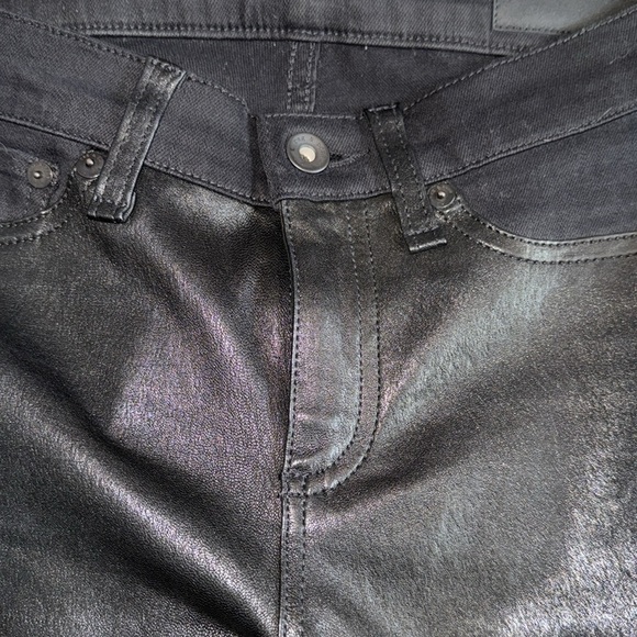 rag & bone jeans black supple lamb leather front mid rise skinny like new sz 25 - Picture 7 of 8